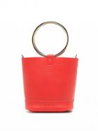 Choies Red Metal Handle Cross Body Bucket Bag