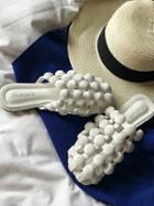 Choies White Bulbus Pill Embellished Cut Out Detail Chic Women Flat Shoes