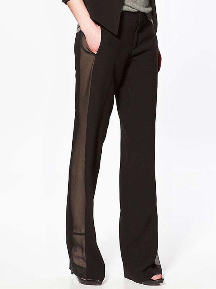 Choies Black Illusion Sheer Side Plain Palazzo Pants