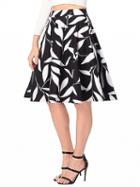 Choies Black High Waist Leaves Print Skirt