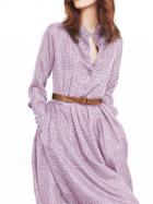 Choies Purple Plaid V-neck Buckle Strap Long Sleeve Chic Women Mini Dress