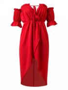 Choies Red Off Shoulder Wrap Asymmetric Hem Chiffon Dress