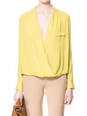 Choies Yellow V-neck Blouse
