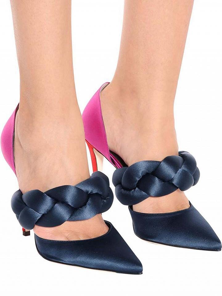 Choies Pink Contrast Twist Strap Pointed Toe High Heeled Pumps