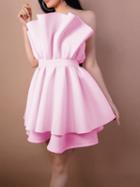 Choies Pink Bandeau Ruffle Trim Open Back Chic Women Mini Dress
