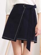 Choies Royal Blue High Waist Tie Side Asymetric Hem Skirt
