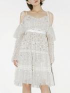 Choies White Cold Shoulder Lace Panel Sequin Detail Mesh Cami Dress