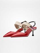 Choies Red Pointed Adhesive Strap Heeled Sandals
