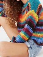 Choies Polychrome Stripe Long Sleeve Knit Sweater