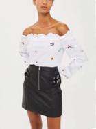 Choies Black High Waist Zip Front Buckle Strap Pu Mini Skirt