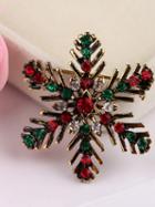 Choies Polychrome Rhinestone Embellished Christmas Snow Shape Brooch