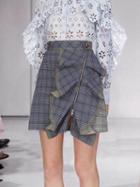 Choies Multicolor Plaid High Waist Ruffle Trim Women Mini Skirt
