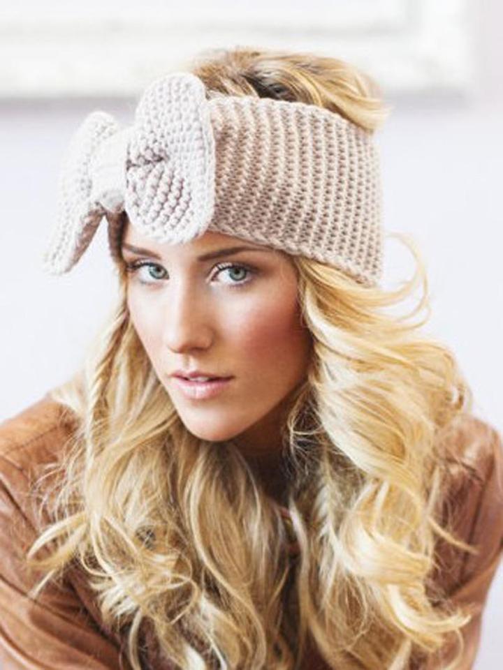 Choies Beige Bowknot Knit Headband