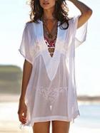 Choies White Plunge Strappy Detail Sheer Blouse