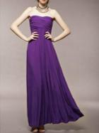 Choies Strapless Ruched Maxi Dress In Purple