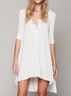 Choies White Half Sleeve Hi-lo Dress