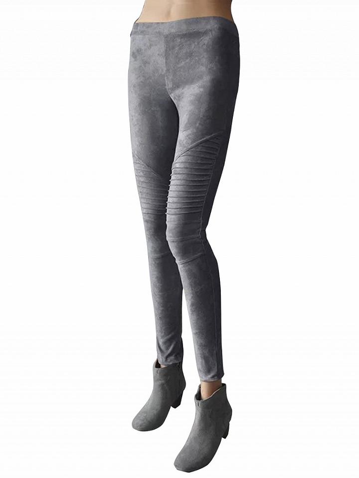 Choies Gray Faux Suede High Waist Leggings
