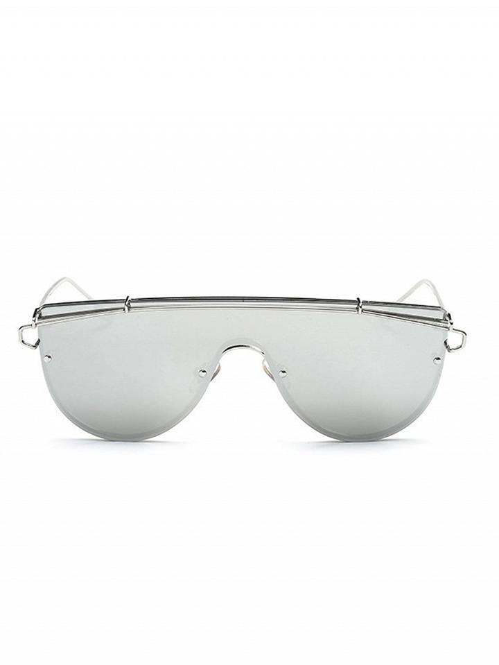 Choies Silver Half Frame Double High Bar Sunglasses