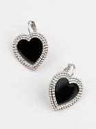 Choies Black Stone Crystal Heart Drop Hook Earrings