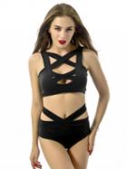 Choies Black Cut Out Caged Bikini Top And Bottom