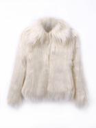 Choies Cream Vintage Style Faux Fur Coat