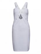 Choies White Studded Cut Out Front Cami Bodycon Dress