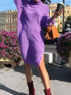 Choies Purple High Neck Split Side Puff Sleeve Chic Women Knit Sweater