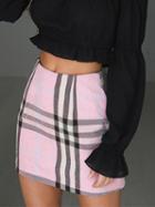 Choies Pink Plaid High Waist Chic Women Mini Skirt