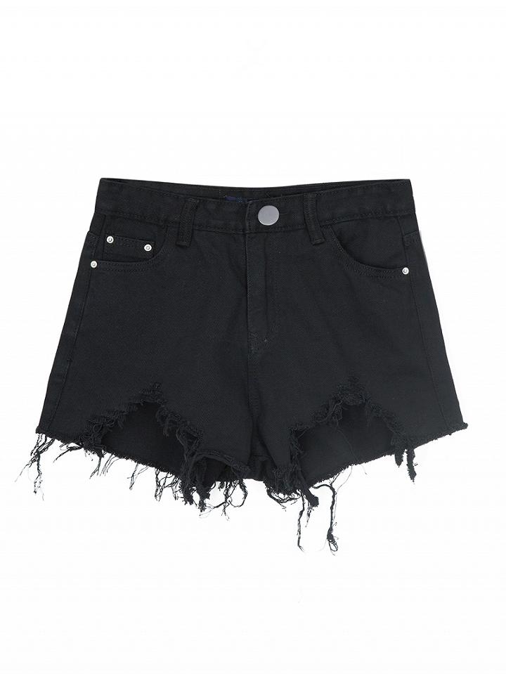 Choies Black High Waist Distressed Denim Shorts