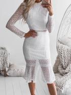 Choies White Open Back Long Sleeve Chic Women Lace Bodycon Dress