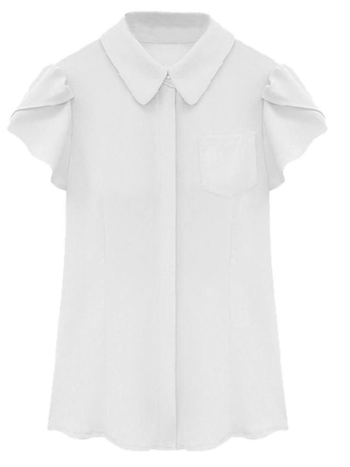 Choies White Ruffle Sleeve Chiffon Shirt