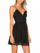 Choies Black Scallop Trim Lace Cami Mini Dress