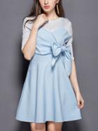 Choies Light Blue Bow Tie Front Mini Dress