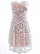 Choies White Bandeau Embroidery Lace Overlay Dress