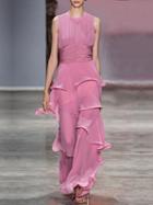 Choies Pink Chiffon Halter Open Back Sleeveless Chic Women Maxi Dress