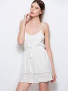 Choies White Spaghetti Strap Tie Waist Mini Dress