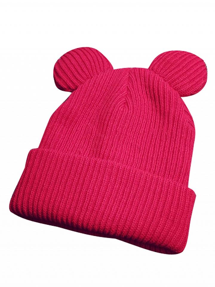 Choies Red Ear Detail Knitted Hat
