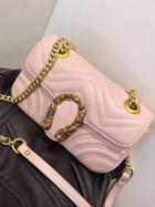Choies Pink Pu Metal Detail Chain Strap Chic Women Shoulder Bag