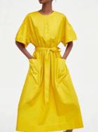 Choies Yellow Tie Waist Midi Dress