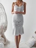 Choies White V-neck Fishtail Hem Women Lace Bodycon Cami Dress