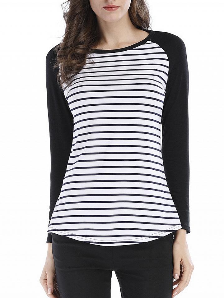 Choies Black Contrast Stripe Long Sleeve T-shirt