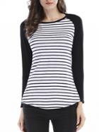 Choies Black Contrast Stripe Long Sleeve T-shirt