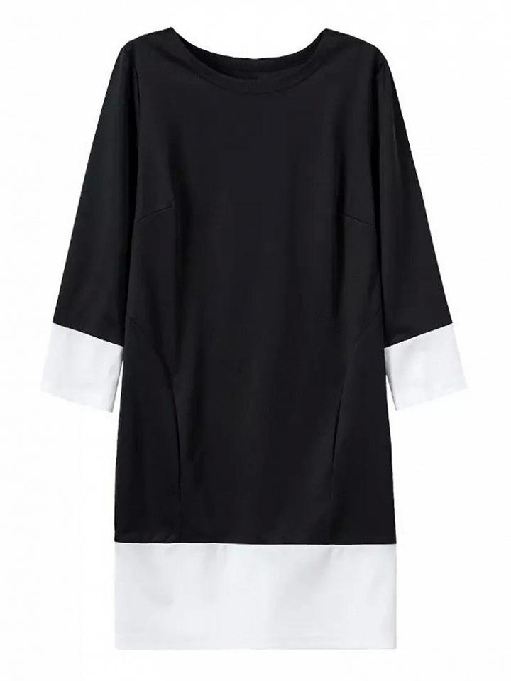Choies Black Contrast 3/4 Sleeve Shift Dress