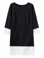 Choies Black Contrast 3/4 Sleeve Shift Dress