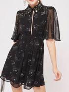 Choies Black Star Print Open Back Mini Dress