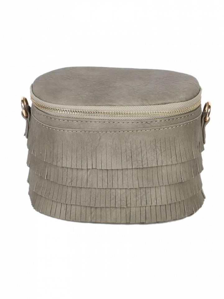 Choies Gray Fringe Detail Cross Body Toiletry Bag