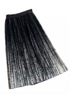 Choies Silver Dip Dye High Waist Lace Pleated Skirt