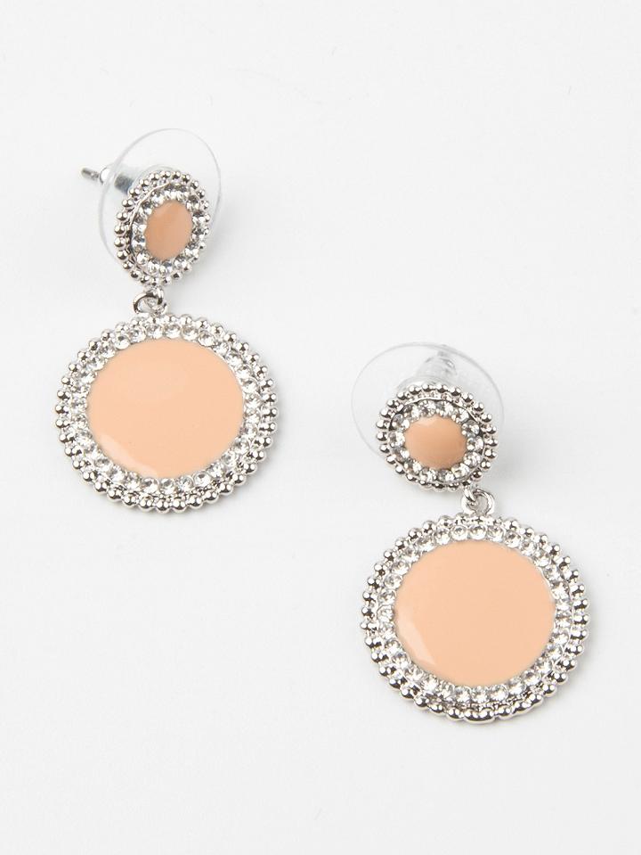 Choies Nude Double Disc Stone Stud Earrings
