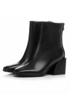 Choies Black Square Toe Chic Women Pu Ankle Heeled Boots