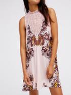 Choies Pink Lace Panel Floral Print Mini Dress